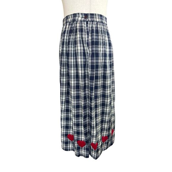 Vtg The Eagles Eye Primitive Plaid Embroidered Heart Skirt XL Valentine Country - Picture 9 of 9